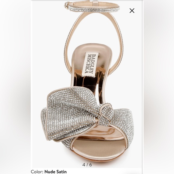 Badgley Mischka Collection Remi Crystal satin embellished ankle strap Sz 8 blush - Picture 5 of 17